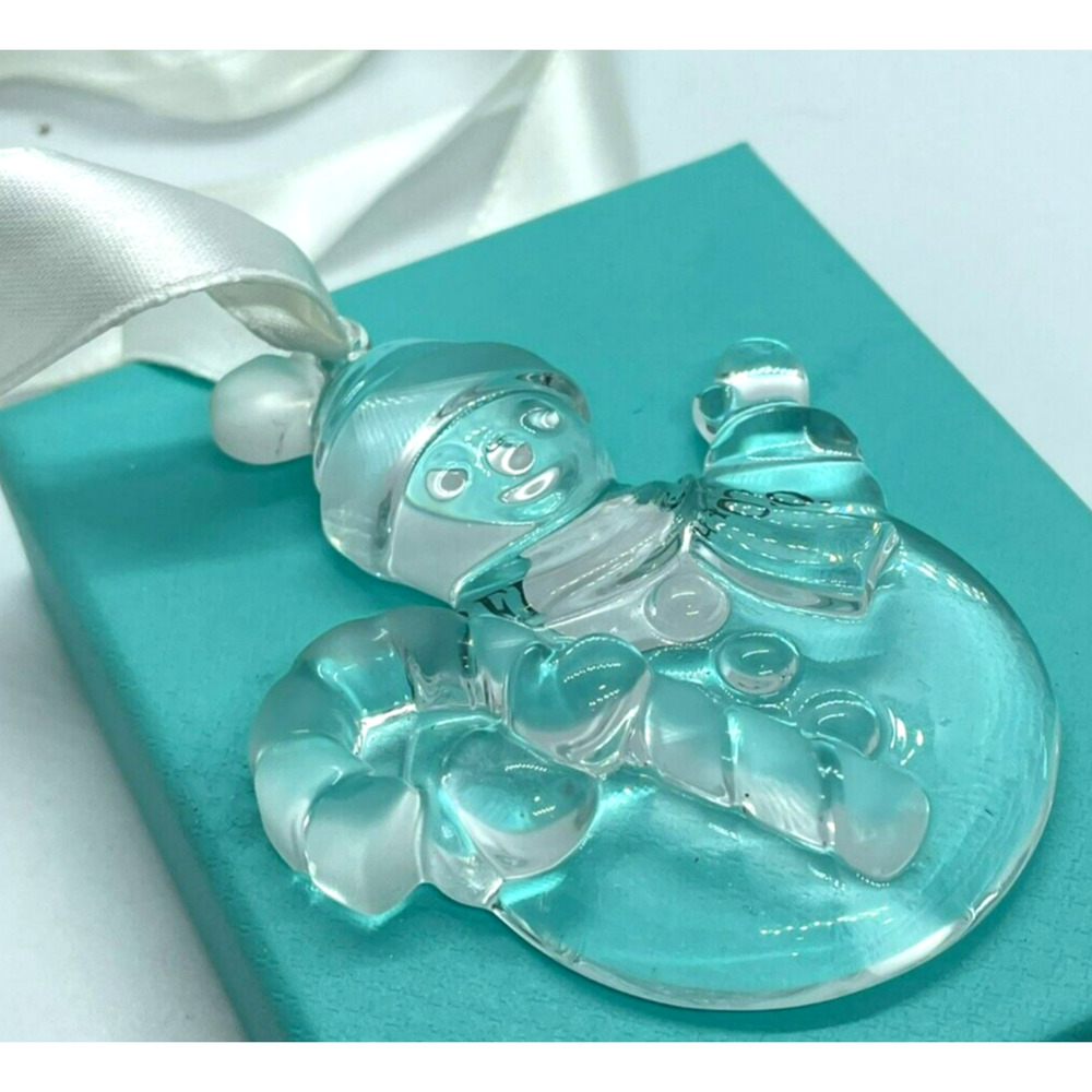 Tiffany & Co. Glass Snowman Ornament Christmas Decoration (Replaced Ribbon)